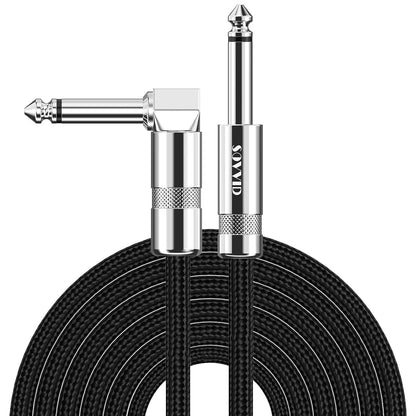 Guitar Cable 10FT Instrument Cable -  Guitar Cord Electric Guitar Cable Guitar AMP Cord for Bass Guitar Keyboard 1/4 Inch Cable Right Angle Black