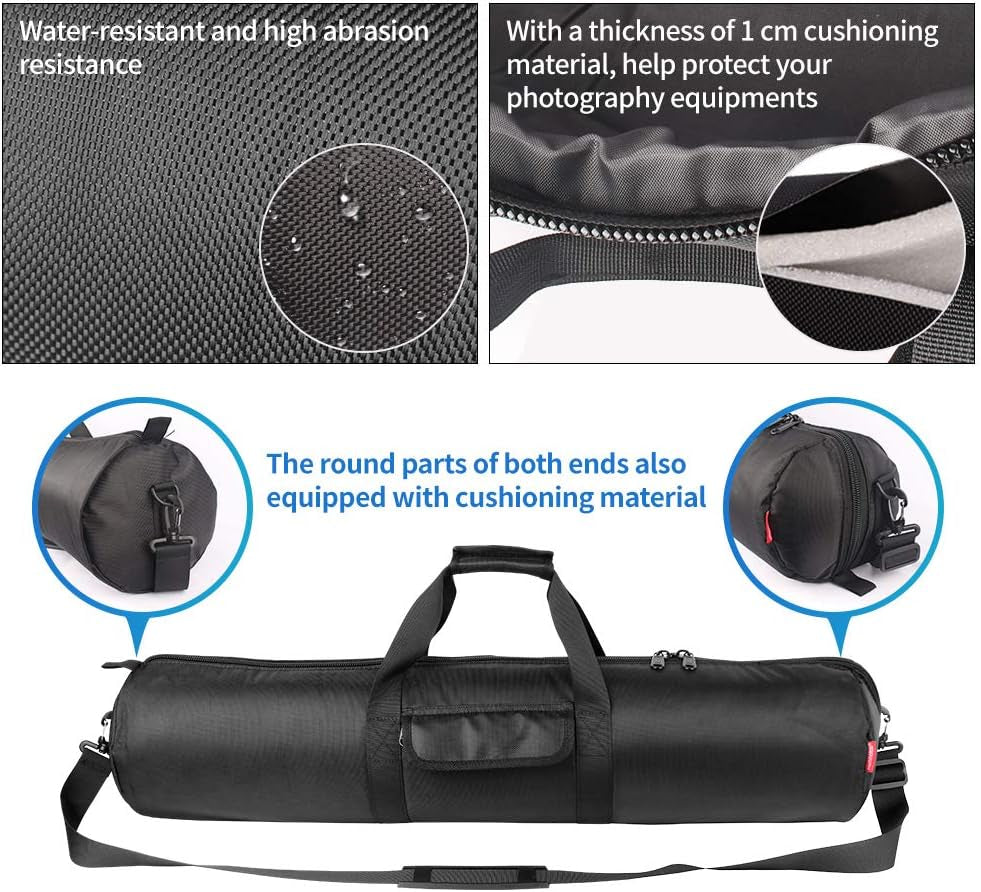 Tripod Carrying Case Bag 31.5X7X7In/80X18X18Cm Heavy Duty with Storage Bag and Shoulder Strap Padded Carrying Bag for Light Stands, Boom Stand, Tripod,Mic Stand and Tent Pole