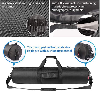 Tripod Carrying Case Bag 31.5X7X7In/80X18X18Cm Heavy Duty with Storage Bag and Shoulder Strap Padded Carrying Bag for Light Stands, Boom Stand, Tripod,Mic Stand and Tent Pole