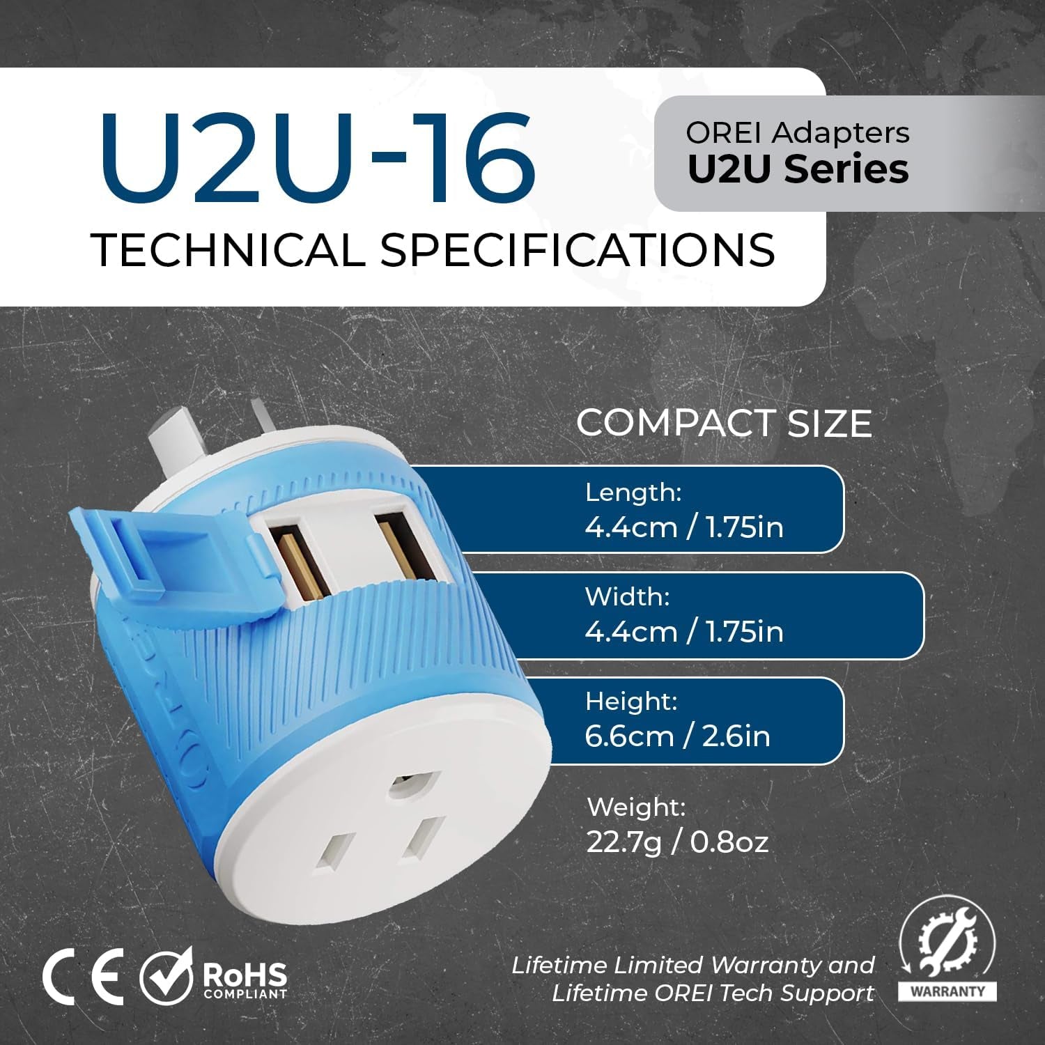 Australia, New Zealand, China Travel Plug Adapter by  with Dual USB + Surge Protection - Type I (U2U-16), Will Work with Cell Phones, Camera, Laptop, Tablets, Ipad, Iphone and More